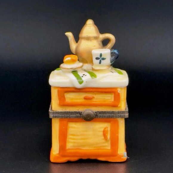 Precious Moments Other - Miniature Ceramic Tea Time Trinket Box Treasure Box